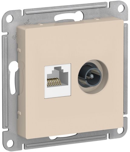 Розетка RJ45+TV Оконечная без рамки Systeme Electric AtlasDesign 2-м. бежевый картинка